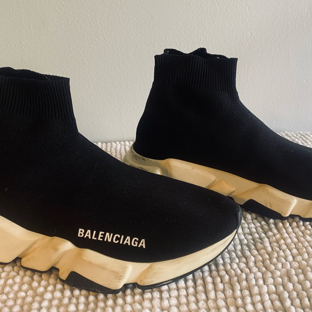 Balenciaga Black and White speed trainer socks sneakers